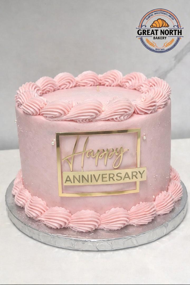 Great North Bakery custom pink anniversary celebration cake Lusaka